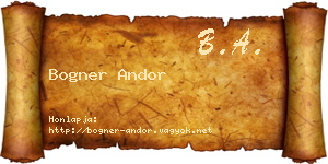 Bogner Andor névjegykártya